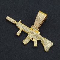 Hip Hop Pistola Aleación Embutido Diamantes De Imitación Hombres Collar Colgante Collar Colgante sku image 1