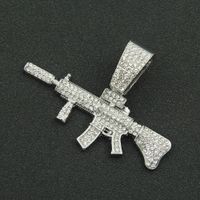 Hip Hop Pistola Aleación Embutido Diamantes De Imitación Hombres Collar Colgante Collar Colgante sku image 2