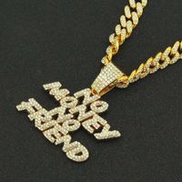 Hip Hop Letra Aleación Embutido Diamantes De Imitación Hombres Encantos Collar Colgante main image 4