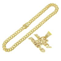 Hip-hop Letter Alloy Inlay Rhinestones Men's Charms Pendant Necklace main image 2