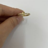 Cute Simple Style Commute Letter Copper Plating Inlay Zircon 14k Gold Plated White Gold Plated Open Rings sku image 2