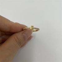 Cute Simple Style Commute Letter Copper Plating Inlay Zircon 14k Gold Plated White Gold Plated Open Rings sku image 4