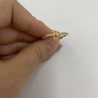 Cute Simple Style Commute Letter Copper Plating Inlay Zircon 14k Gold Plated White Gold Plated Open Rings sku image 7