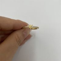 Cute Simple Style Commute Letter Copper Plating Inlay Zircon 14k Gold Plated White Gold Plated Open Rings sku image 9