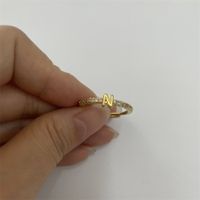 Cute Simple Style Commute Letter Copper Plating Inlay Zircon 14k Gold Plated White Gold Plated Open Rings sku image 11