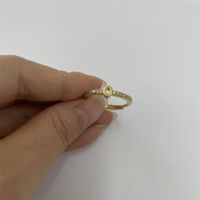 Süß Einfacher Stil Pendeln Brief Kupfer Überzug Inlay Zirkon 14 Karat Vergoldet Weißgold Plattiert Offener Ring sku image 12