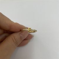 Cute Simple Style Commute Letter Copper Plating Inlay Zircon 14k Gold Plated White Gold Plated Open Rings sku image 13