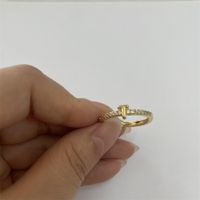 Cute Simple Style Commute Letter Copper Plating Inlay Zircon 14k Gold Plated White Gold Plated Open Rings sku image 17