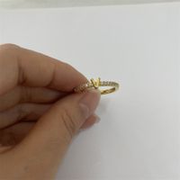 Süß Einfacher Stil Pendeln Brief Kupfer Überzug Inlay Zirkon 14 Karat Vergoldet Weißgold Plattiert Offener Ring sku image 19