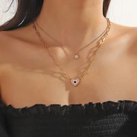 1 Elegant Real Gold Electroplating Oil Dripping Candy Color Flower Love Multi-layer Necklace All-match Stainless Steel Imitation Fade Double-layer Clavicle Chain main image 4