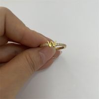 Cute Simple Style Commute Letter Copper Plating Inlay Zircon 14k Gold Plated White Gold Plated Open Rings sku image 20