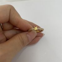 Cute Simple Style Commute Letter Copper Plating Inlay Zircon 14k Gold Plated White Gold Plated Open Rings sku image 21