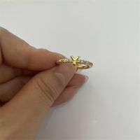 Cute Simple Style Commute Letter Copper Plating Inlay Zircon 14k Gold Plated White Gold Plated Open Rings sku image 22