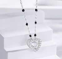 Elegant Basic Heart Shape Sterling Silver Zircon Pendant Necklace In Bulk main image 5