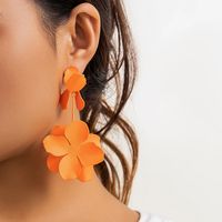 1 Pair IG Style Sweet Flower Spray Paint Stoving Varnish Iron Drop Earrings sku image 5
