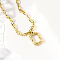 1 Cold Style Real Gold Plated Hollow Square Pendant Necklace Women's Party Gift main image 1