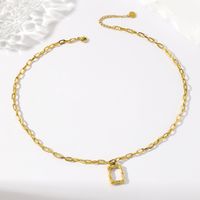 1 Cold Style Real Gold Plated Hollow Square Pendant Necklace Women's Party Gift main image 5