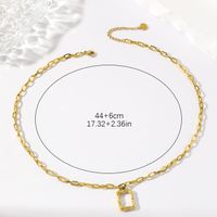 1 Cold Style Real Gold Plated Hollow Square Pendant Necklace Women's Party Gift main image 3