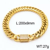 Stainless Steel 18K Gold Plated Hip-Hop Plating Inlay Lock Artificial Diamond Necklace sku image 6