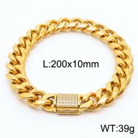 Stainless Steel 18K Gold Plated Hip-Hop Plating Inlay Lock Artificial Diamond Necklace sku image 7