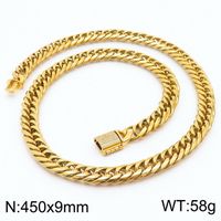 Stainless Steel 18K Gold Plated Hip-Hop Plating Inlay Lock Artificial Diamond Necklace sku image 15