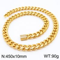 Stainless Steel 18K Gold Plated Hip-Hop Plating Inlay Lock Artificial Diamond Necklace sku image 16