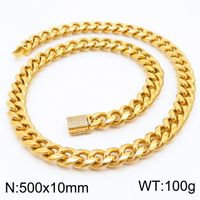 Stainless Steel 18K Gold Plated Hip-Hop Plating Inlay Lock Artificial Diamond Necklace sku image 18