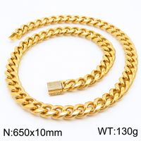 Stainless Steel 18K Gold Plated Hip-Hop Plating Inlay Lock Artificial Diamond Necklace sku image 24