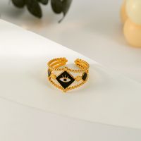 Ig Style Devil's Eye Rhombus Stainless Steel Enamel Plating Hollow Out Open Rings main image 4