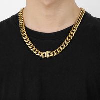 Stainless Steel 18K Gold Plated Hip-Hop Plating Solid Color Necklace main image 4