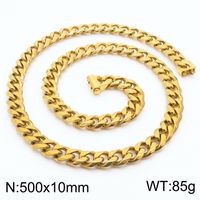 Stainless Steel 18K Gold Plated Hip-Hop Plating Solid Color Necklace sku image 16