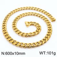 Stainless Steel 18K Gold Plated Hip-Hop Plating Solid Color Necklace sku image 19