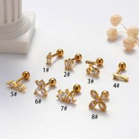 1 Piece Sweet Simple Style Pentagram Geometric Heart Shape Plating Inlay Copper Zircon Cartilage Earrings main image 2