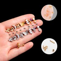 1 Piece Ear Cartilage Rings & Studs Korean Style Heart Shape Butterfly Copper Plating Inlay Zircon main image 1