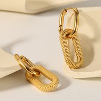 1 Pair French Style Square Plating 304 Stainless Steel 18K Gold Plated Earrings main image 3