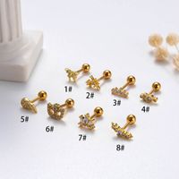 1 Piece Sweet Simple Style Geometric Wings Butterfly Plating Inlay Copper Zircon Cartilage Earrings main image 9