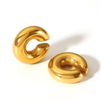 1 Pair Vintage Style Solid Color Plating 304 Stainless Steel 18K Gold Plated Hoop Earrings main image 5