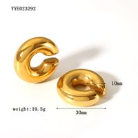1 Pair Vintage Style Solid Color Plating 304 Stainless Steel 18K Gold Plated Hoop Earrings main image 2