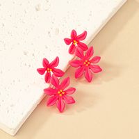 1 Pair Simple Style Flower Stoving Varnish Alloy Drop Earrings sku image 4