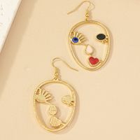 1 Pair Retro Human Face Plating Alloy Gold Plated Drop Earrings main image 5