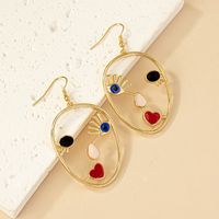 1 Pair Retro Human Face Plating Alloy Gold Plated Drop Earrings main image 2