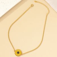 Korean Style Ins Style Graceful And Fashionable Commuter Sunflower Pendant Necklace Women's Retro Trendy Sunflower Clavicle Chain main image 6