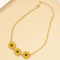 Korean Style Ins Style Graceful And Fashionable Commuter Sunflower Pendant Necklace Women's Retro Trendy Sunflower Clavicle Chain main image 9