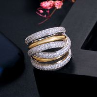 Luxurious Simple Style Solid Color Copper Gold Plated Rhodium Plated Zircon Rings In Bulk main image 6