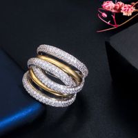 Luxurious Simple Style Solid Color Copper Gold Plated Rhodium Plated Zircon Rings In Bulk main image 7