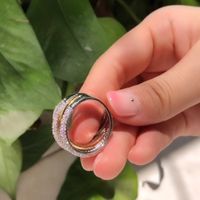 Luxurious Simple Style Solid Color Copper Gold Plated Rhodium Plated Zircon Rings In Bulk main image 2
