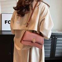 Women's All Seasons Pu Leather Solid Color Elegant Vacation Sewing Thread Square Zipper Shoulder Bag main image 3