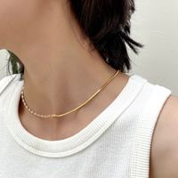 Fashion Minority Design Types A And B Patchwork Easy Matching Minimalist Half Diamond Half Chain Personalized Necklace Ins Summer Clavicle Chain Fashion sku image 1