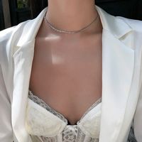 Fashion Minority Design Types A And B Patchwork Easy Matching Minimalist Half Diamond Half Chain Personalized Necklace Ins Summer Clavicle Chain Fashion main image 6