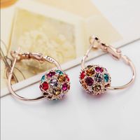 Wholesale Jewelry Elegant Ball Alloy Artificial Gemstones Plating Inlay Hoop Earrings main image 2